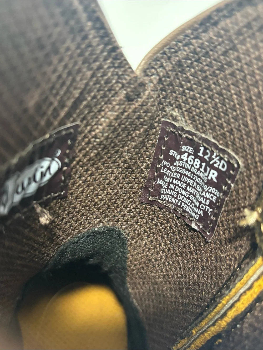 Justin Embroidered Western Boots Junior Sz 12.5 D Brown Leather Kids Square Toe